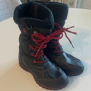 Cougar Black and Red Lace Up Winter Boots